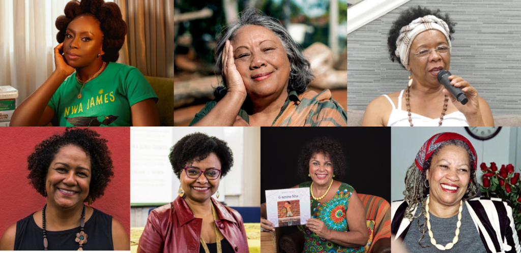 Montagem mostra as autoras negras listadas no texto