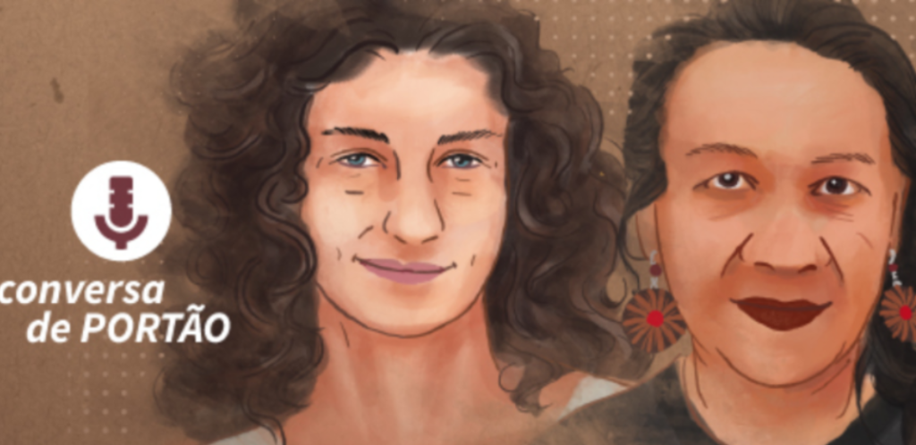 Ilustração de uma mulher branca e uma mulher indígena. Cuidadoras ancestrais