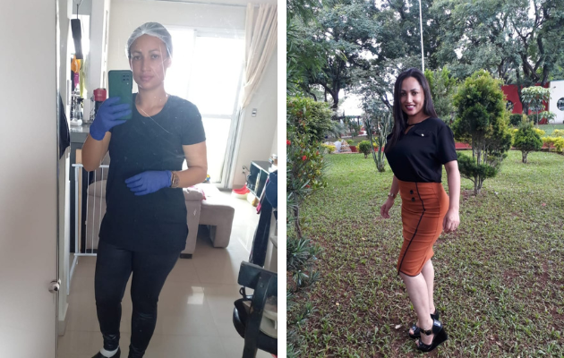 Montagem mostra duas fotos de Suzane, uma das diaristas entrevistadas, uma trabalhando e outra em momento de lazer