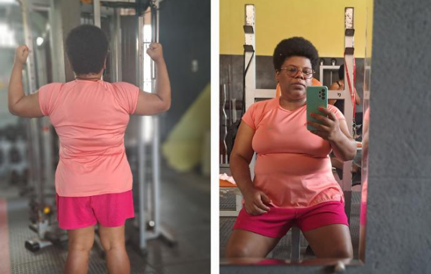 Mulher negra na academia; vida saudável