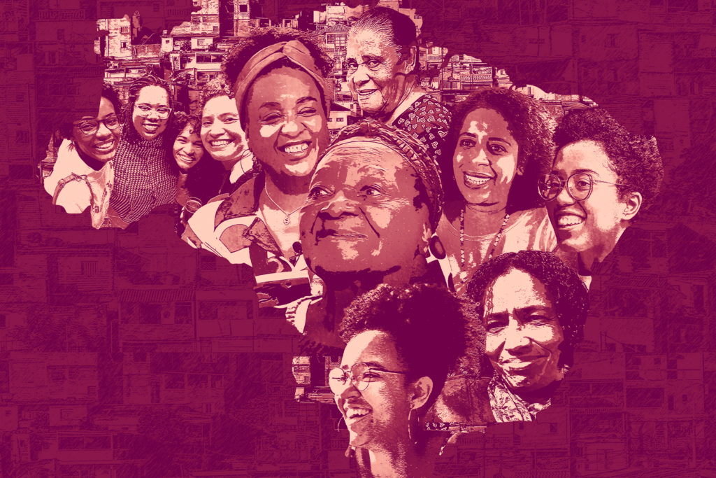 Rostos de mulheres em mapa do Brasil